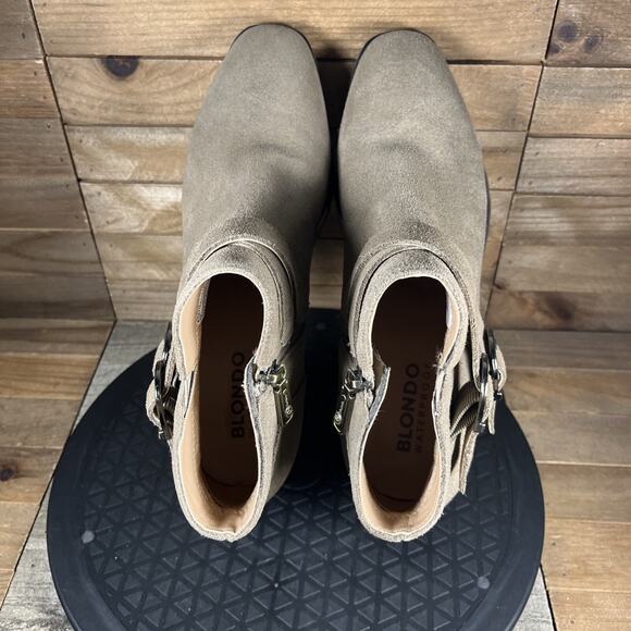 Blondo Womens Sz 8 Stacy Buckle Waterproof Suede Ankle Buckle Bootie/Side Zip - Picture 5 of 10